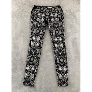 Bisou Bisou Michele Bohbot Womens Black White Damask Floral Leggings Size S Slim